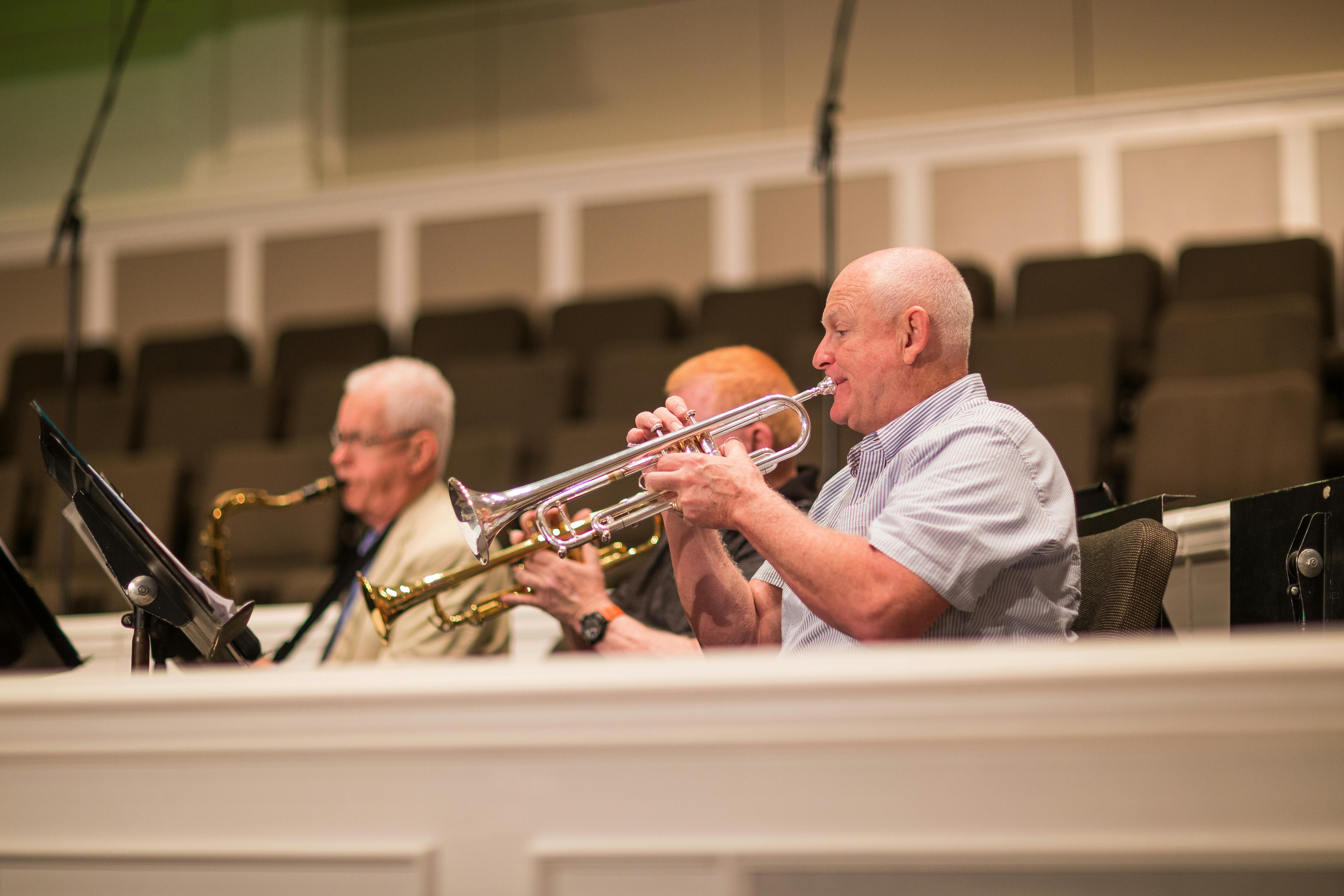 Trumpet players performing in concert